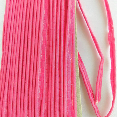 2mm Flanged Insertion Piping on 9mm Band, Dark Pink Art Silk Fabric Trim, Cord piping Trim